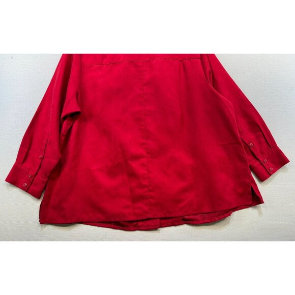 Catherines Womens Button-Up Top Shirt Blouse 14/16WP Petite Red Holiday Christma - Picture 8 of 9